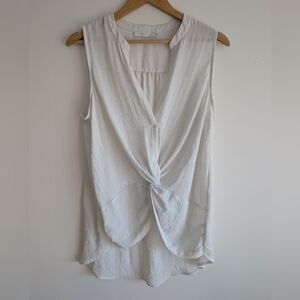 Lush White Twist-Front Blouse